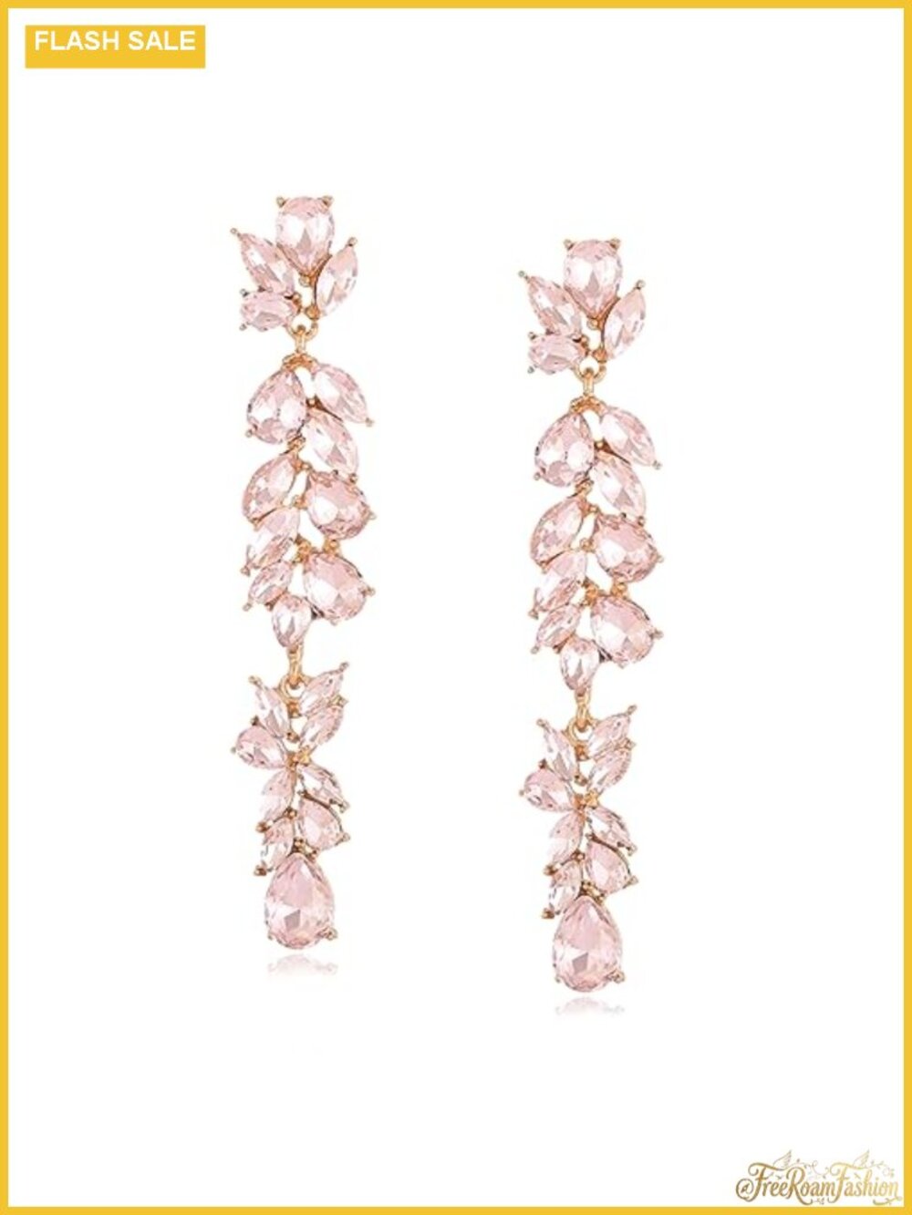 Rhinestone Dangle Drop Earrings Gold Plated Teardrop Wedding Formal